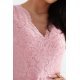 Rochie midi cu dantela roz pudrat asimetrica Ivy 4 - jojofashion.ro