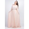 Rochie lunga din voal bej vaporoasa Cinderella
