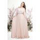 Rochie de ocazie din voal bej lunga in marimi mari Cinderella 5 - jojofashion.ro