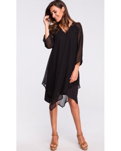 Rochie midi eleganta neagra din voal Nairi Rochii midi, Rochie midi eleganta neagra din voal Nairi - jojofashion.ro