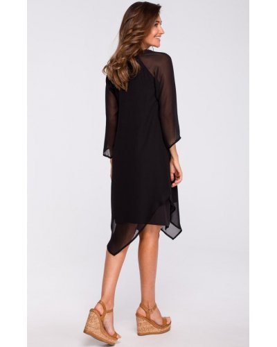 Rochie midi eleganta neagra din voal Nairi Rochii midi, Rochie midi eleganta neagra din voal Nairi - jojofashion.ro