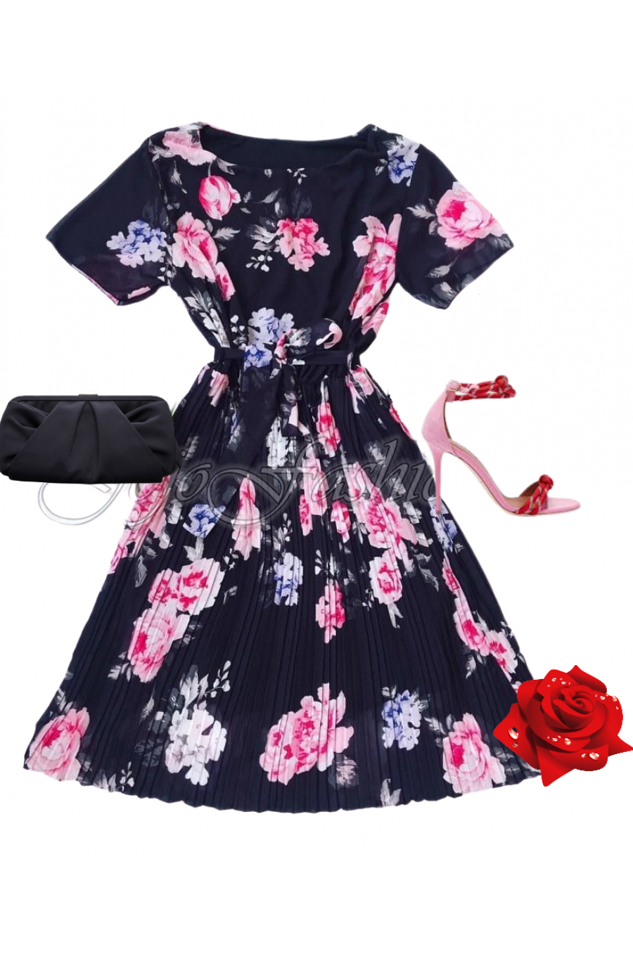 Rochie de ocazie midi vaporoasa plisata multicolora Ayse Rochie de ocazie midi vaporoasa plisata multicolora Ayse 1 - jojofashion.ro