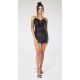 Rochie de seara, scurta, din paiete, neagra, cu margele, April 3 - jojofashion.ro