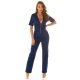 Salopeta de blugi, din denim, albastra, cu fermoar si buzunare, Esmee 7 - jojofashion.ro