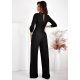 Salopeta dama eleganta, evazata, neagra, cu maneca trei sferturi, Zayan 3 - jojofashion.ro