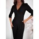 Salopeta dama eleganta, evazata, neagra, cu maneca trei sferturi, Zayan 4 - jojofashion.ro