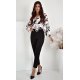 Salopeta eleganta, neagra cu print multicolor, mulata, cu maneca lunga, Korinna Salopeta eleganta, neagra cu print multicolor, mulata, cu maneca lunga, Korinna 2 - jojofashion.ro