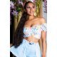 Crop top dama cu bleu flori multicolore Corliss 2 - jojofashion.ro