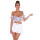 Crop top dama cu bleu flori multicolore Corliss 5 - jojofashion.ro