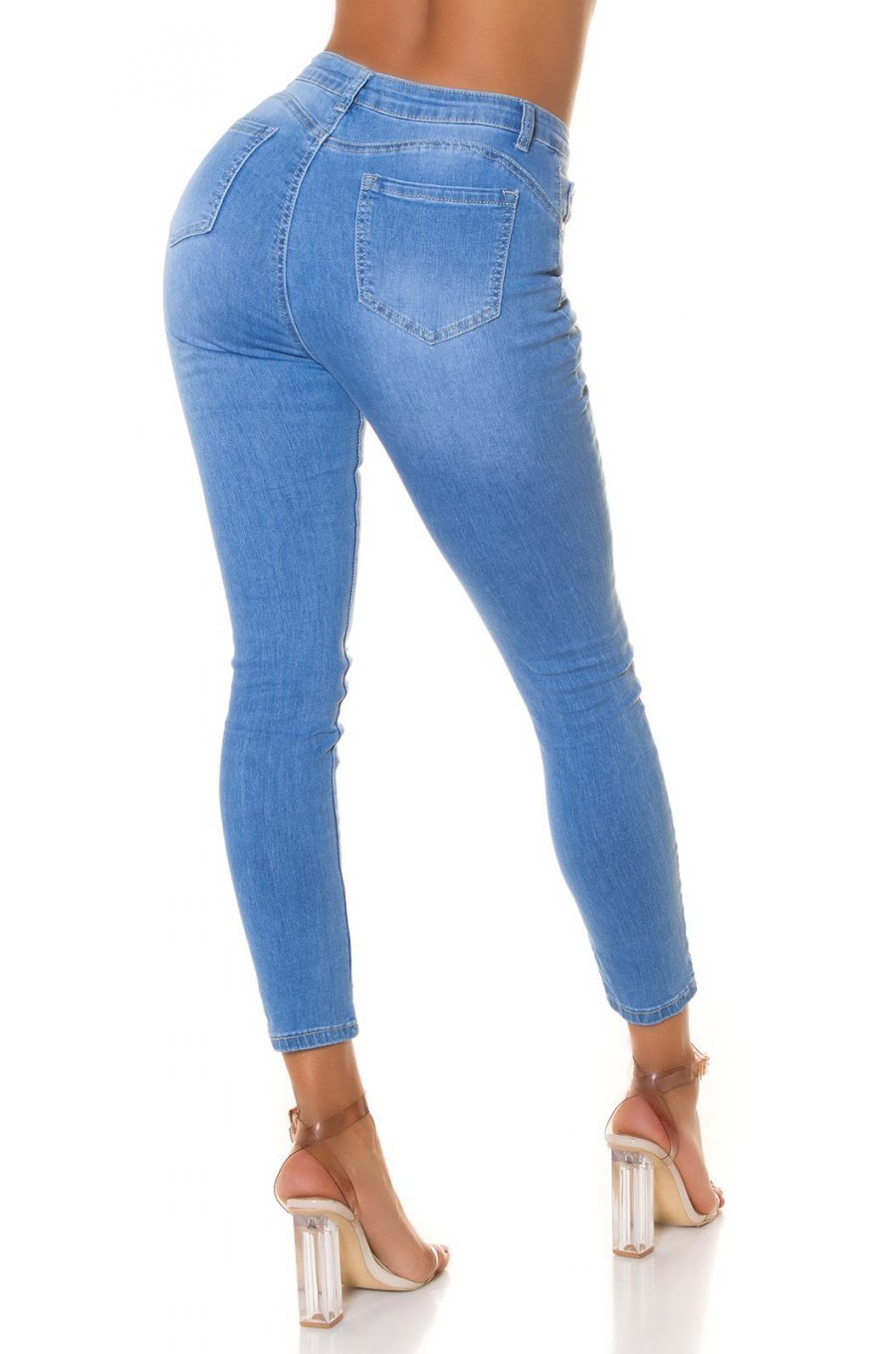 Blugi dama rupti, bleu, denim, mulati, cu talia inalta, Krime 2 - jojofashion.ro