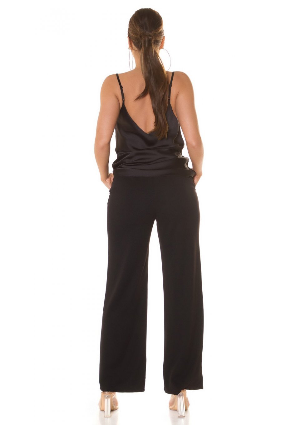 Bluza dama eleganta, din satin, neagra, Veronika 4 - jojofashion.ro
