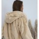 Geaca dama de iarna scurta, blana eco, crem, cu buzunare si gluga, Rosary 3 - jojofashion.ro