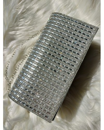 Geanta plic argintiu cu pietricele, Shine Genti dama, Geanta plic argintiu cu pietricele, Shine - jojofashion.ro