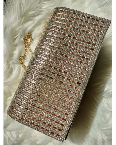 Geanta plic auriu cu pietricele, Shine Genti dama, Geanta plic auriu cu pietricele, Shine - jojofashion.ro