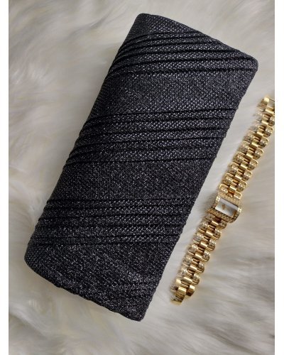 Geanta plic negru cu glitter, Dariyah Genti dama, Geanta plic negru cu glitter, Dariyah - jojofashion.ro