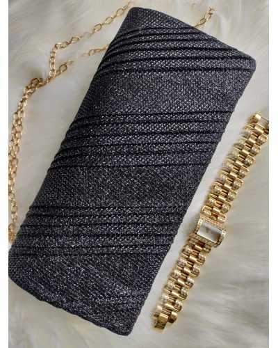 Geanta plic negru cu glitter, Dariyah Genti dama, Geanta plic negru cu glitter, Dariyah - jojofashion.ro