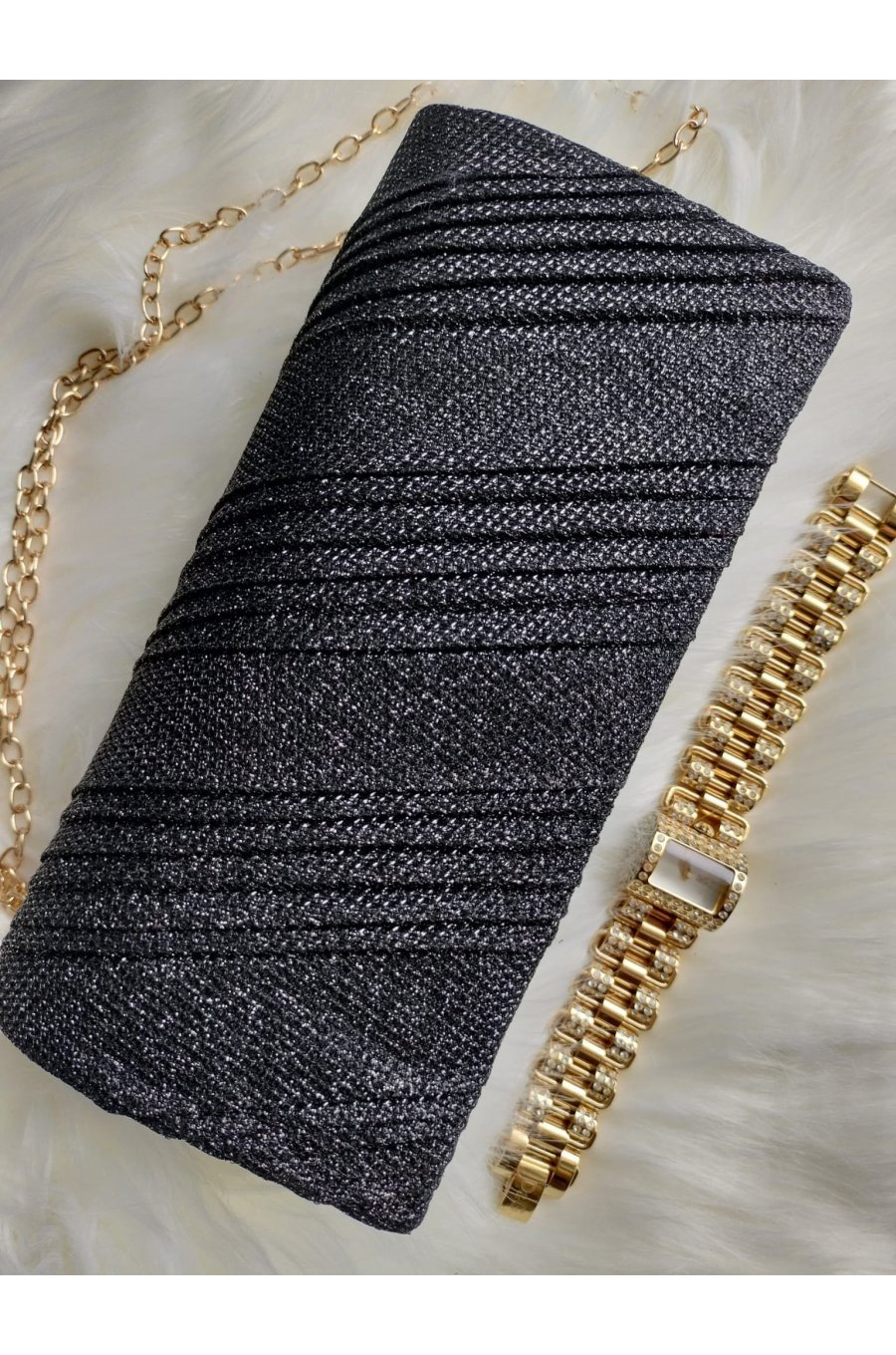 Geanta plic negru cu glitter, Dariyah Geanta plic negru cu glitter, Dariyah 2 - jojofashion.ro