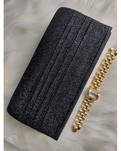 Geanta plic negru cu glitter, Melia Genti dama, Geanta plic negru cu glitter, Melia - jojofashion.ro
