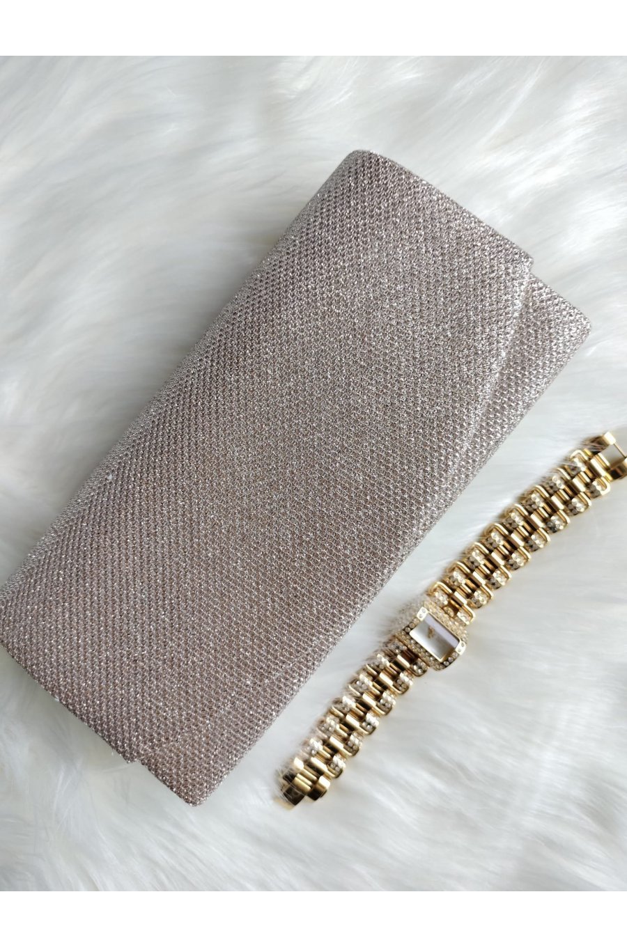 Geanta plic sampanie cu glitter, Ayne Geanta plic sampanie cu glitter, Ayne 1 - jojofashion.ro