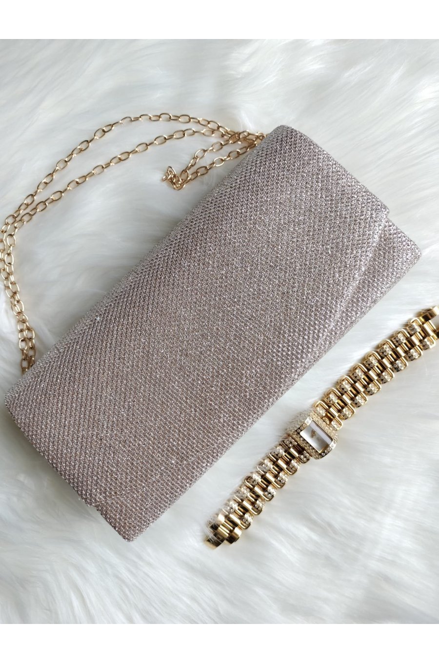 Geanta plic sampanie cu glitter, Ayne Geanta plic sampanie cu glitter, Ayne 2 - jojofashion.ro