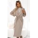 Palton dama elegant, lung, bej, Menevshe Palton dama elegant, lung, bej, Menevshe 2 - jojofashion.ro