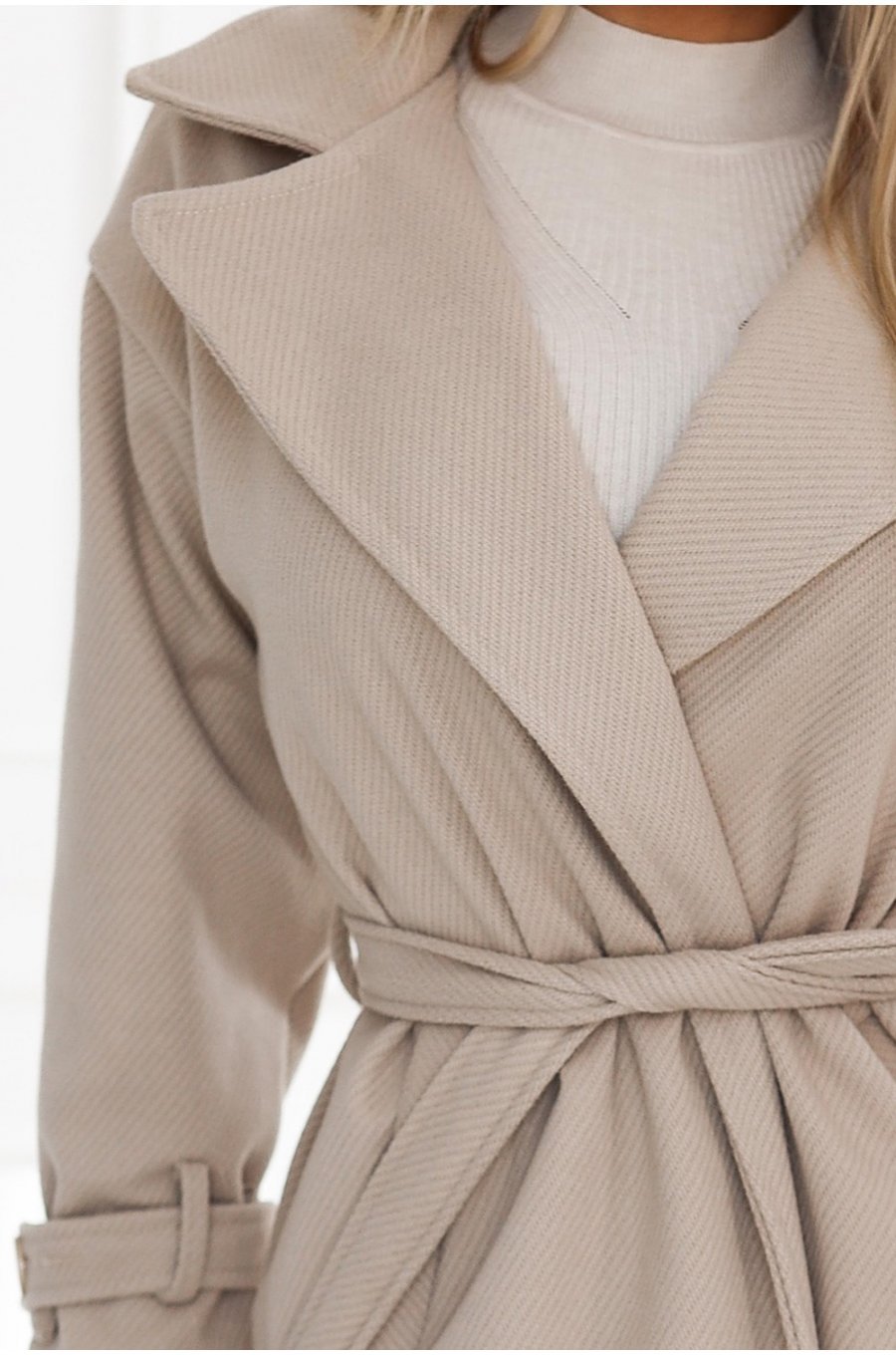 Palton dama elegant, lung, bej, Menevshe Palton dama elegant, lung, bej, Menevshe 5 - jojofashion.ro