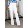 Pantaloni dama eleganti office albi cu talia inalta Clara