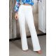 Pantaloni dama eleganti office albi cu talia inalta Clara 2 - jojofashion.ro