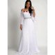 Rochie cununie civila lunga, din voal,alba, cu maneca lunga si umerii goi, FairyTale 4 - jojofashion.ro
