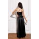 Rochie de ocazie lunga neagra din satin crapata pe picior MoanaR 3 - jojofashion.ro
