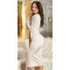 Rochie de ocazie midi, cu paiete, bej, mulata, cu maneca lunga, Caliona 3 - jojofashion.ro