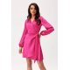 Rochie scurta din satin roz magenta cu maneca lunga petrecuta Labonita 4 - jojofashion.ro