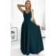 Rochie lunga verde smarald vaporoasa clasica Cindy 2 - jojofashion.ro