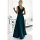 Rochie lunga verde smarald vaporoasa clasica Cindy 3 - jojofashion.ro