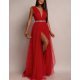 Rochie lunga rosie din tulle Adele 2 - jojofashion.ro