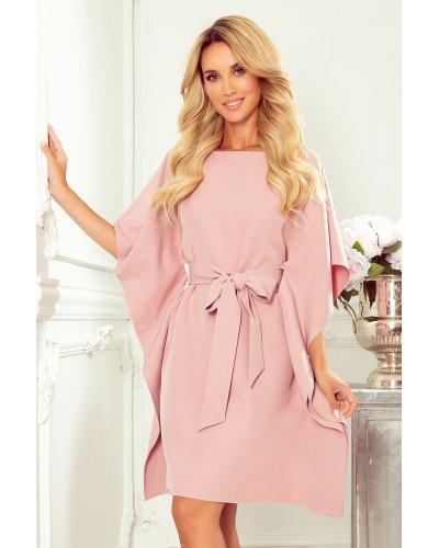 Rochie midi, roz prafuit, croi fluture, oversize, Butterfly Rochii roz, Rochie midi, roz prafuit, croi fluture, oversize, Butterfly - jojofashion.ro