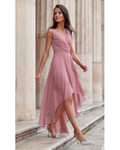 Rochie lunga din voal roz pal vaporoasa Fiona Rochii lungi, Rochie lunga din voal roz pal vaporoasa Fiona - jojofashion.ro