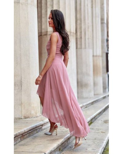Rochie lunga din voal roz pal vaporoasa Fiona Rochii lungi, Rochie lunga din voal roz pal vaporoasa Fiona - jojofashion.ro