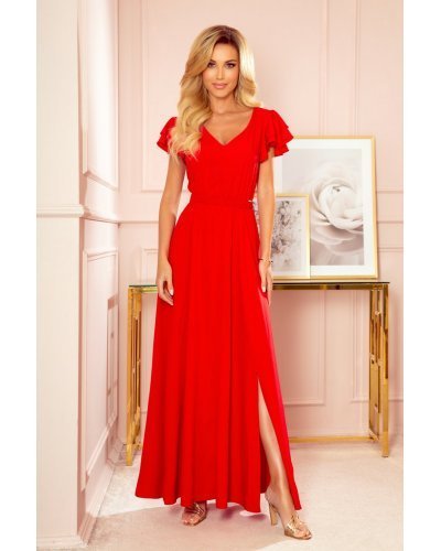 Rochie lunga eleganta rosie fluida Tasha Rochii lungi, Rochie lunga eleganta rosie fluida Tasha - jojofashion.ro
