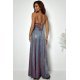 Rochie lunga din glitter argintie cu reflexii cu bust tip corset ValeriaLux 3 - jojofashion.ro