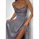 Rochie lunga din glitter argintie cu reflexii cu bust tip corset ValeriaLux 4 - jojofashion.ro