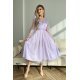 Rochie midi din tul cu glitter lila cu maneca lunga Petra 2 - jojofashion.ro