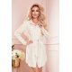 Rochie office scurta tip camasa bej Johanna 2 - jojofashion.ro