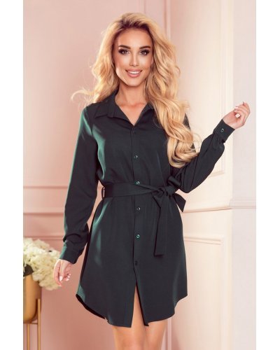 Rochie scurta tip camasa verde Johanna Rochii scurte, Rochie scurta tip camasa verde Johanna - jojofashion.ro