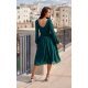 Rochie midi din voal verde, cu maneca lunga, vaporoasa, Melen 3 - jojofashion.ro