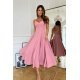 Rochie midi roz pudra vaporoasa cu umerii goi Fabiola 2 - jojofashion.ro