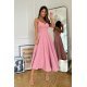 Rochie midi in clos, roz pudra, cu umerii goi, vaporoasa, Fabiola 4 - jojofashion.ro