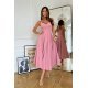 Rochie midi roz pudra vaporoasa cu umerii goi Fabiola 5 - jojofashion.ro