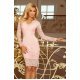 Rochie midi roz din dantela cu maneca lunga Sofia  2 - jojofashion.ro