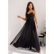Rochie eleganta neagra din tulle si brocard cu bustul tip corset si umerii goi RubyW 2 - jojofashion.ro